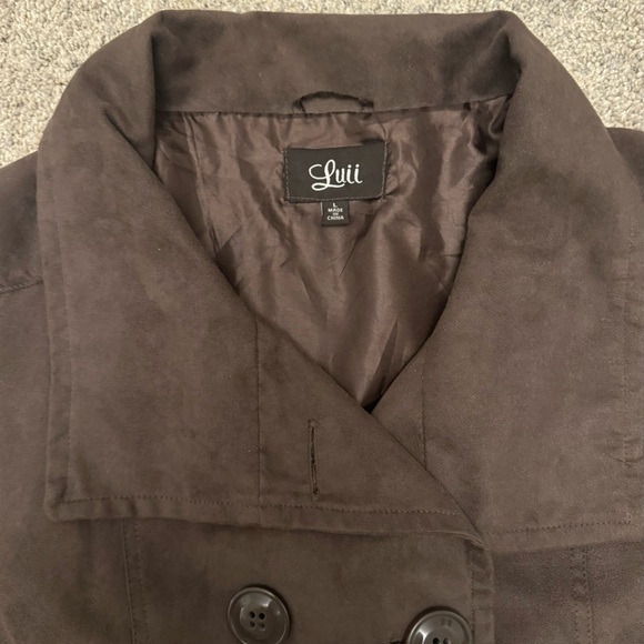 Luii Anthropologie soft faux suede double breasted lined jacket. Women's size L - Picture 8 of 15